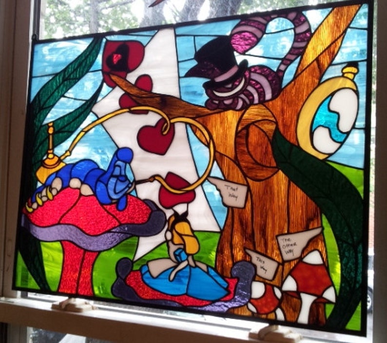 Stained Glass Hanging Panel P-38 Alice in Wonderland image 3