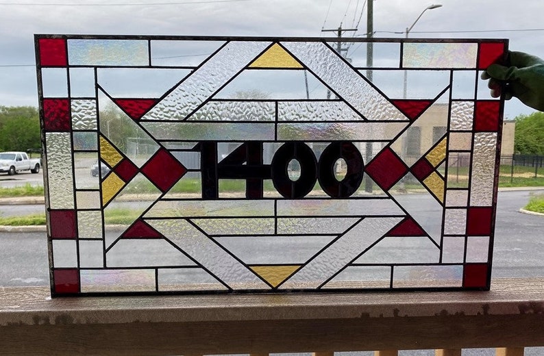 AM228 Clear Mission Style Stained Glass Address Marker Etsy