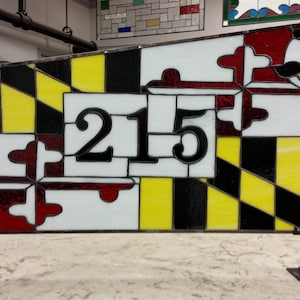 Stained Glass Address Marker - AM-144  Maryland Pride