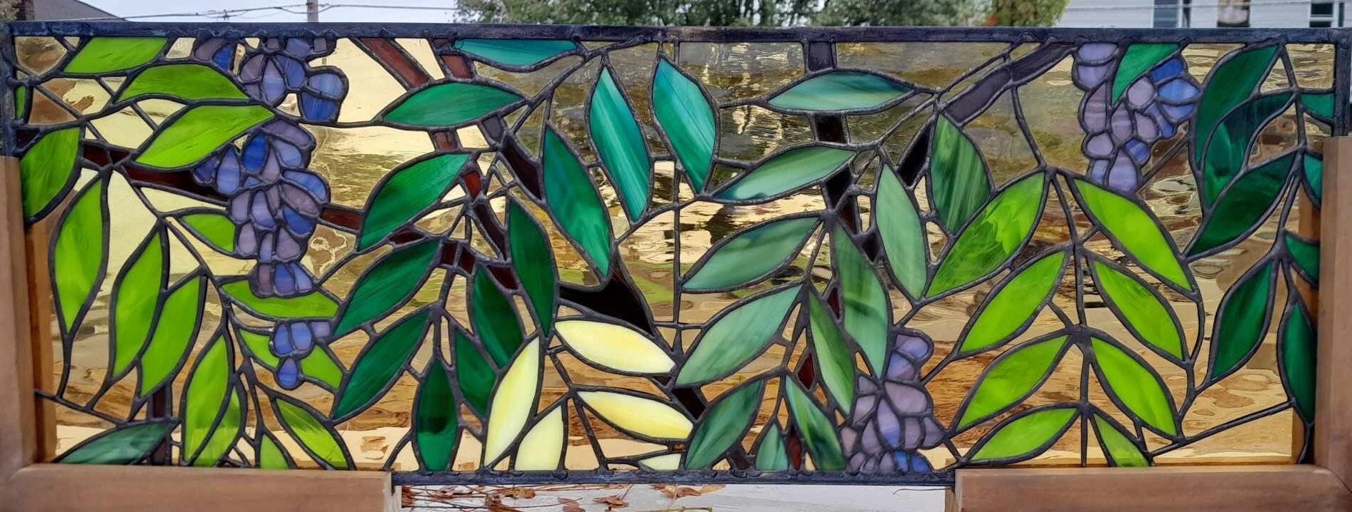 Stained Glass Transom Window - TW-344 - Leaves and Flowers. - Etsy