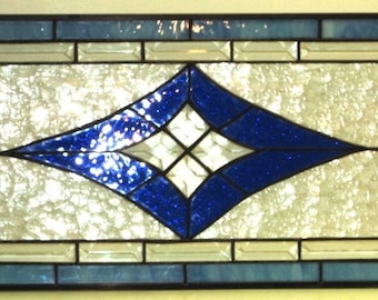 Stained Glass Transom Window - TW-11 Bevels and Blue