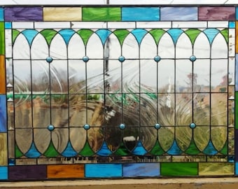 Stained Glass Window - W-228 Colorful Mosaic - Etsy