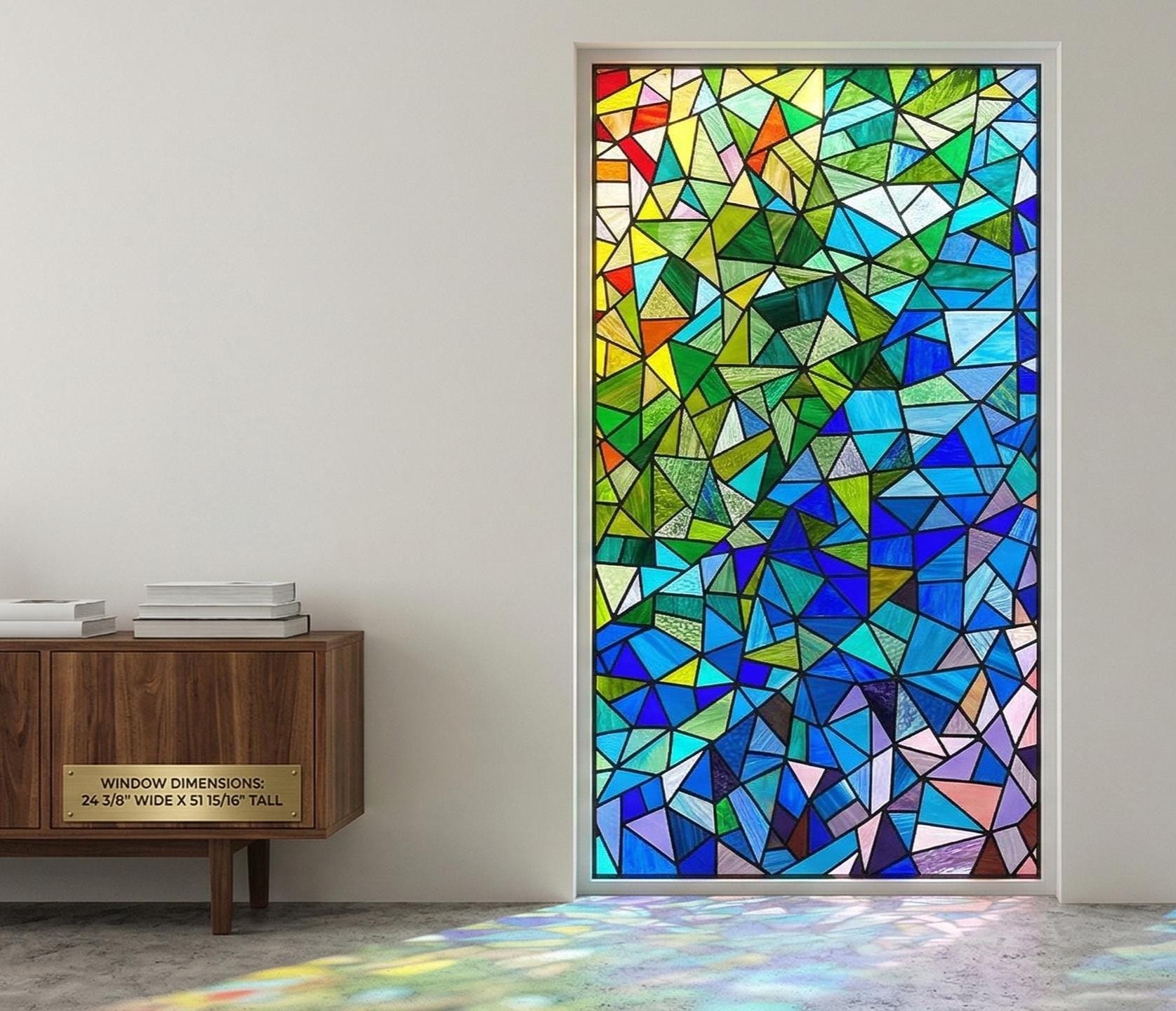 Mosaic Geometric Sunrise: A Kaleidoscope of Glass Stained Glass