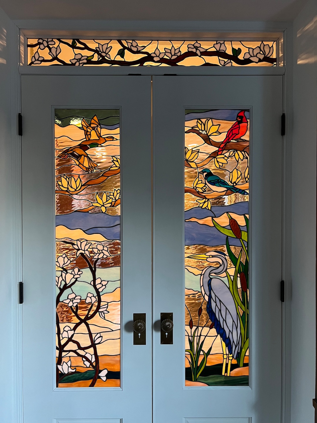 Stained Glass Door Windows D-70 Bay Wildlife - Etsy Stained Glass Door Windows D-70 Bay Wildlife - Etsy
