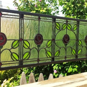 Stained Glass Panel - P-24 - &quot;Ruby Roses&quot;