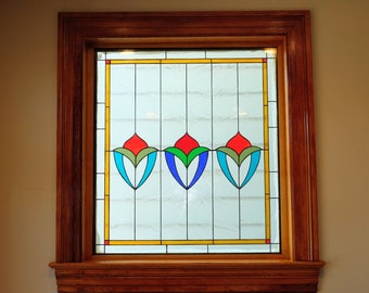 Stained Glass Window - W-206 Simplistic Roses