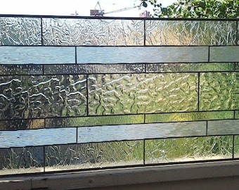 Stained Glass Transom Window - TW-59 - Mission Style in Clear Textures II