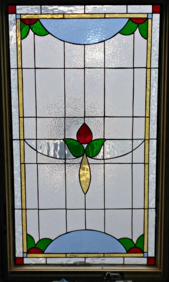 W 2 Traditional Flowers Stained Glass Window Etsy