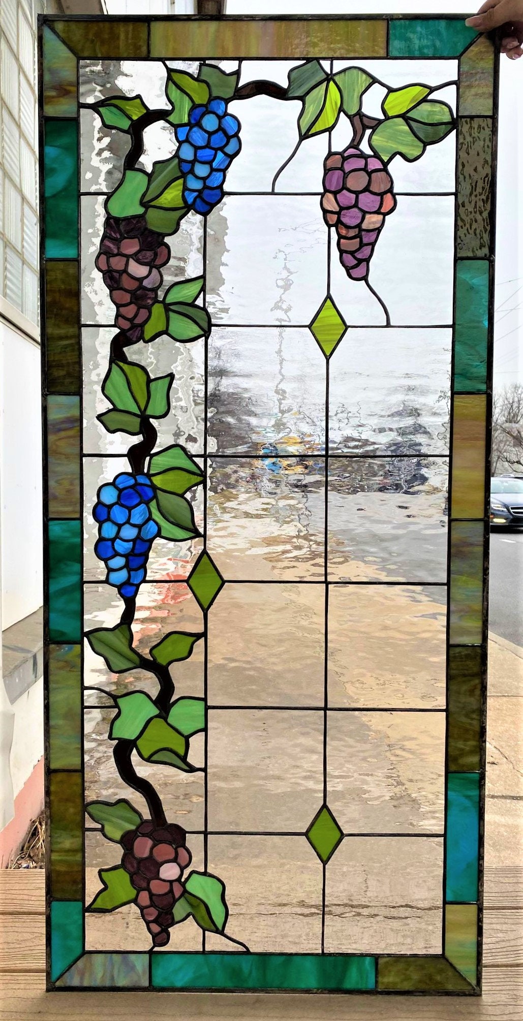 Grapevine painted wine glasses. Plaid Gallery Glass - stained glass paint.