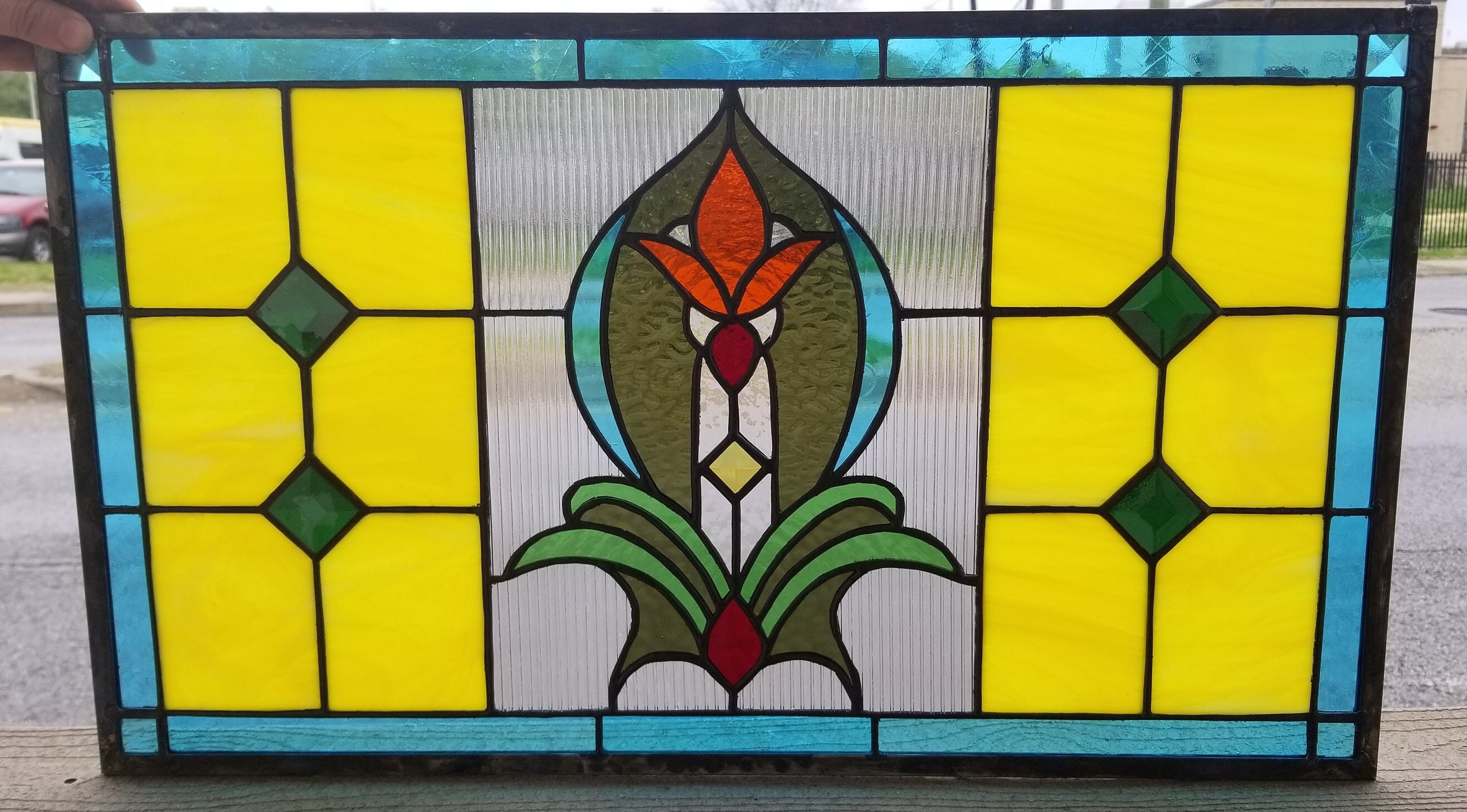 Stained Glass Hanging Panel - P-57 - Etsy