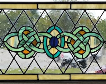 Stained Glass Transom Window - TW-119 Traditional Knots