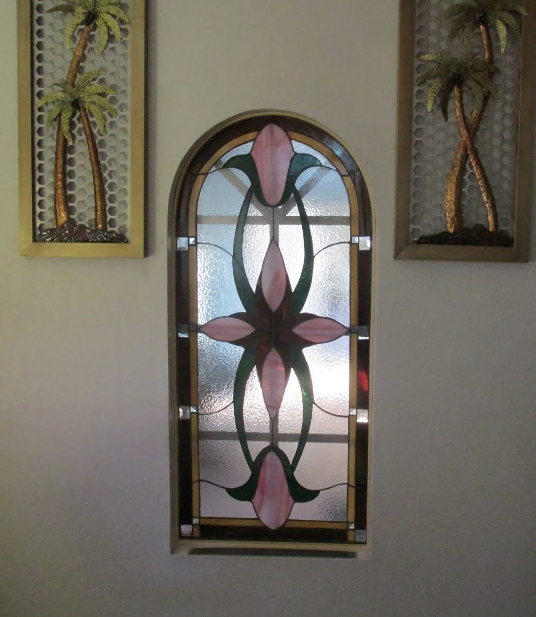 Stained Glass Window - W-337 Traditional Pink Flowers - Etsy
