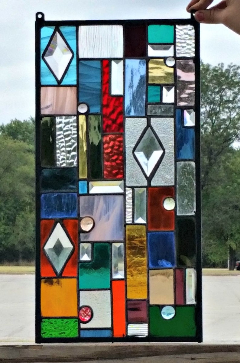 6 Stained Glass Panel Colorful Textures and Bevels CG