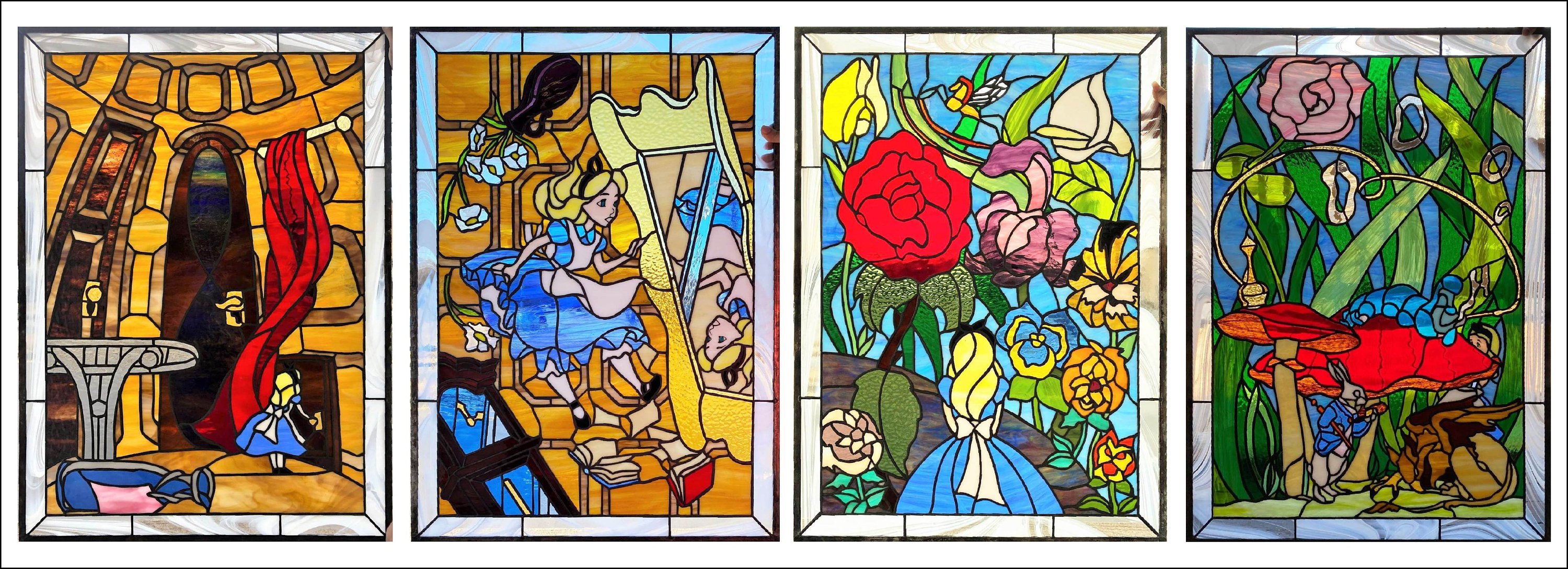 Stained Glass Set of Panels - Alice in Wonderland Universe P-250