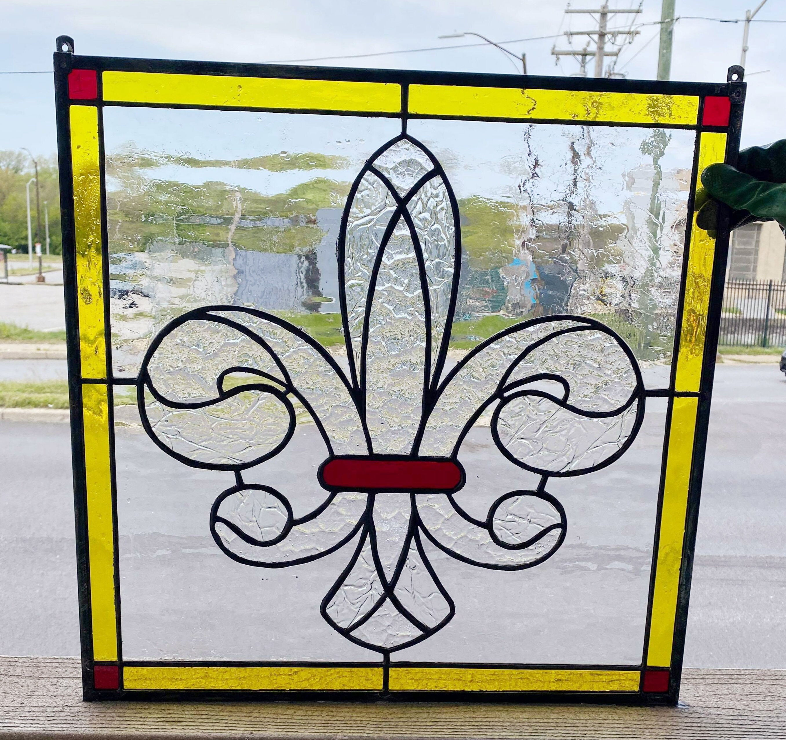 P88 Elegant Fleur De LisStained Glass Panel Etsy