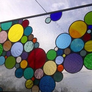 Stained Glass Window W-10 Flowing Wave of Colorful Bubbles image 8