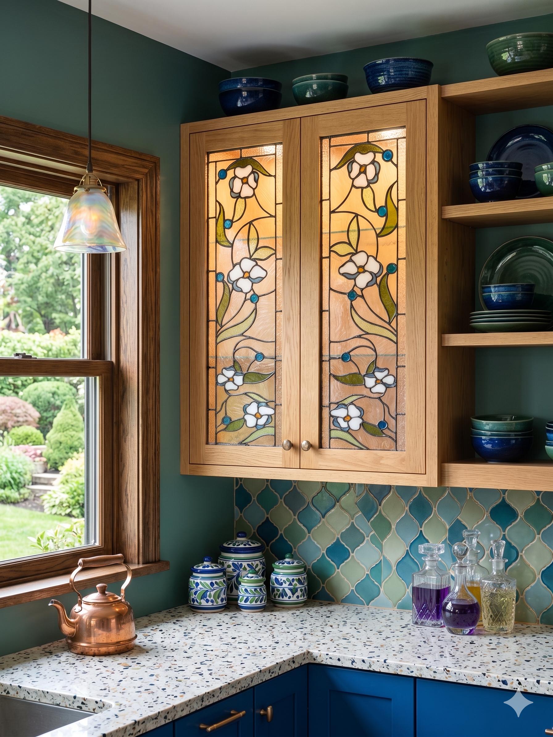 Symmetrical Floral With White Blossoms and Luminous Blue Berries