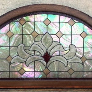 Stained Glass Transom Window TW-26 Iridescent Champagne Diamonds image 3