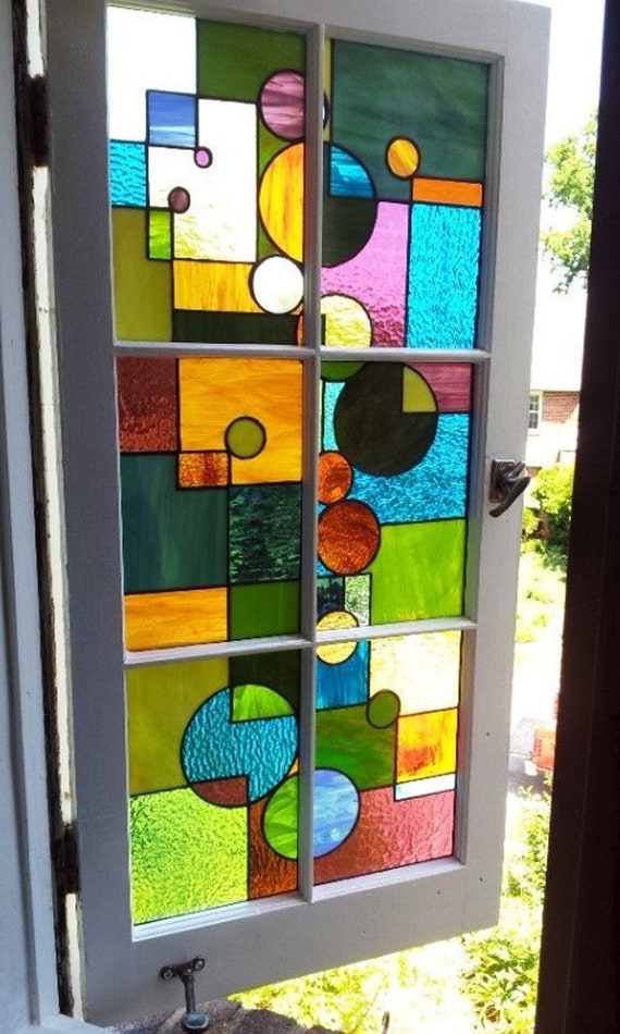 Stained Glass Window - W-29 Geometric Splash - Etsy