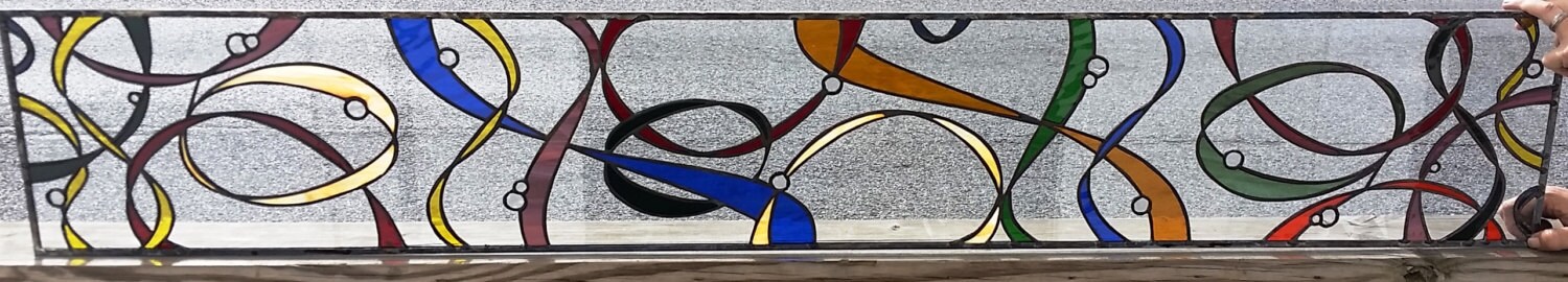 Stained Glass Transom Window - Tw-77-colorful Ribbon - Etsy