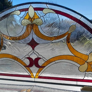 Stained Glass Arched Transom TW-364 Golden Ribbons - Etsy