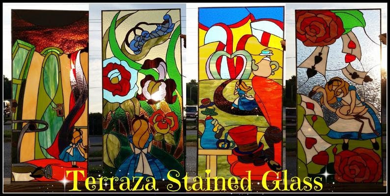 Stained Glass Windows W-73 Alice in Wonderland Collection image 1