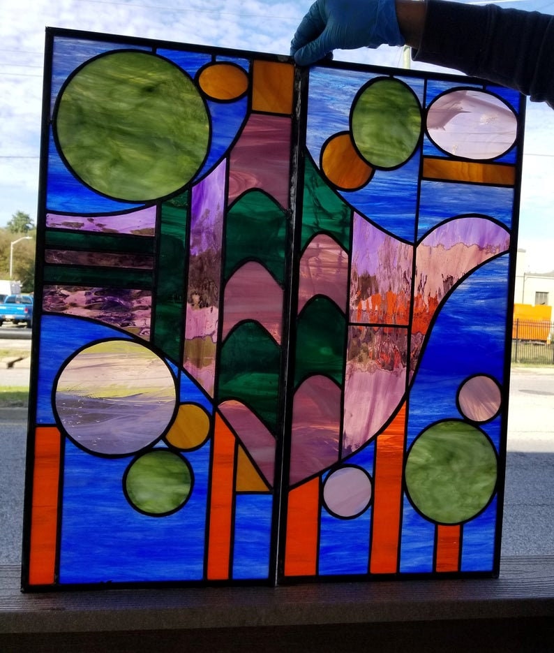 CI17 Stained Glass Inserts modern Abstract Etsy