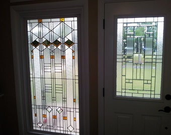 Stained Glass Door Window - D-46 Elegant Arts and Crafts style