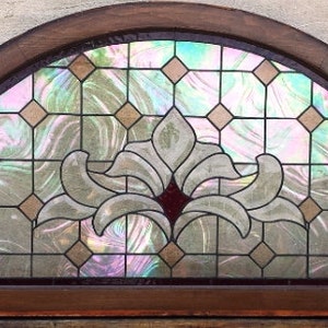 Stained Glass Transom Window TW-26 Iridescent Champagne Diamonds image 1