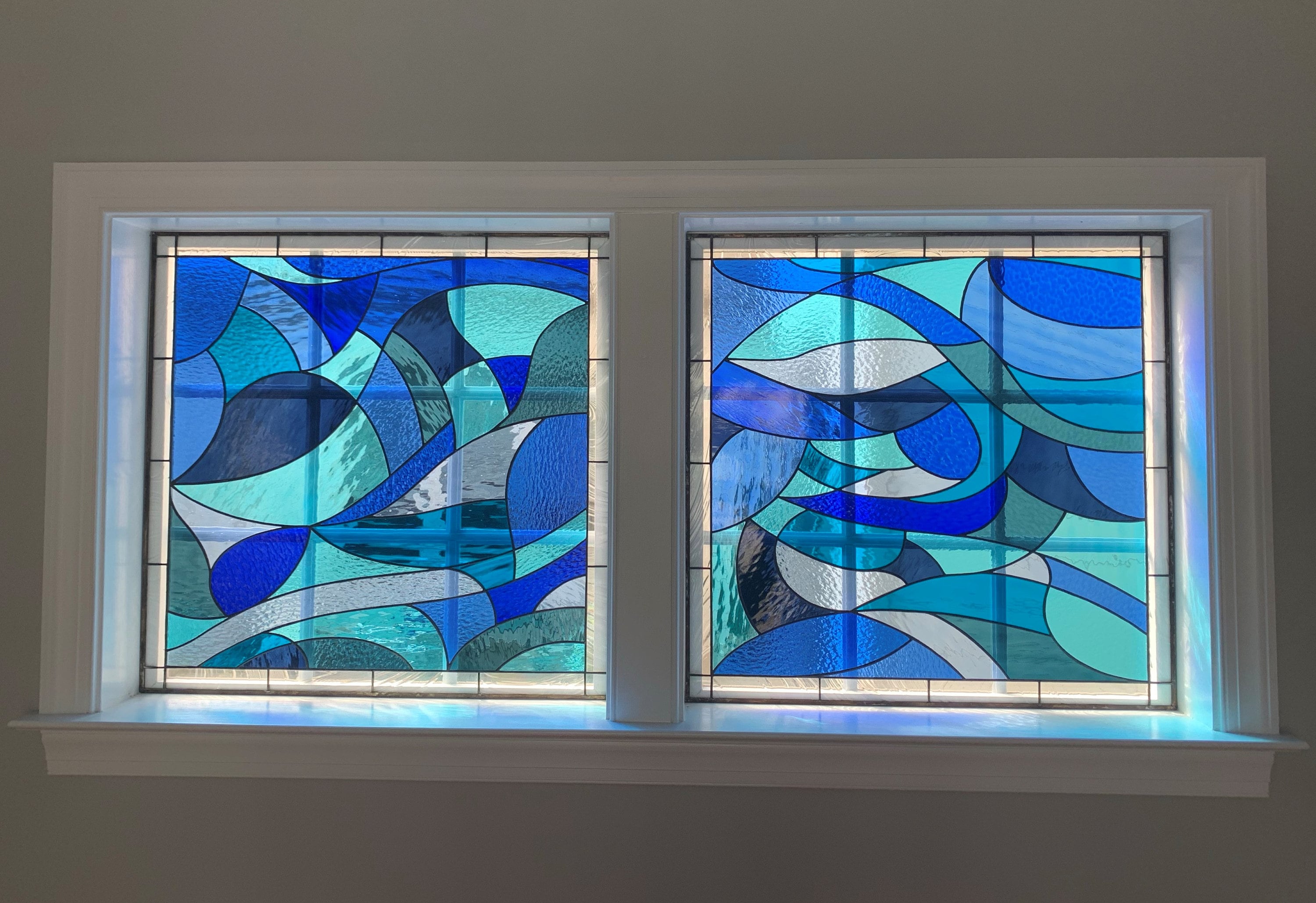 Stained Glass Windows - W-358 Sophisticated Blues 2 - Etsy 日本