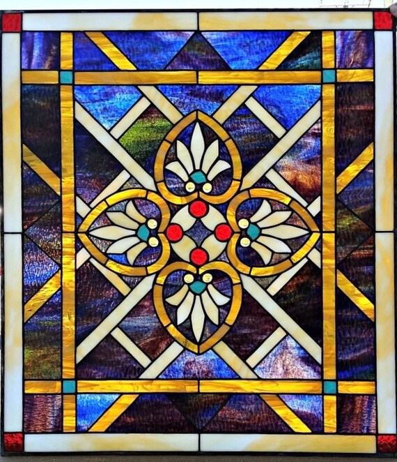 Stained Glass Window Victorian Style Church W-186 - Etsy