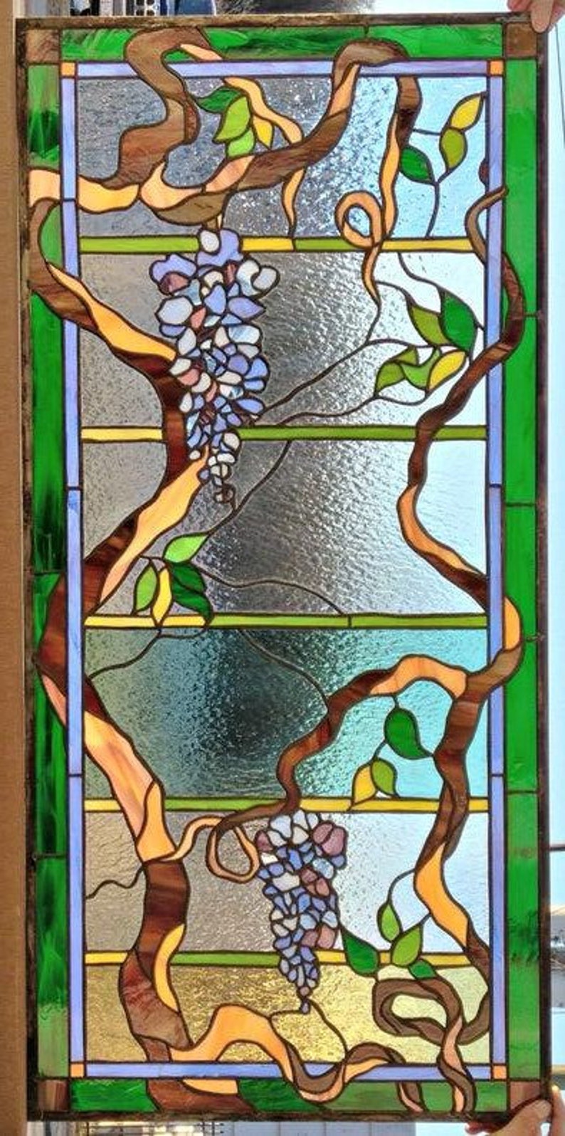 W198 Winding Wisteria Stained Glass Window Etsy