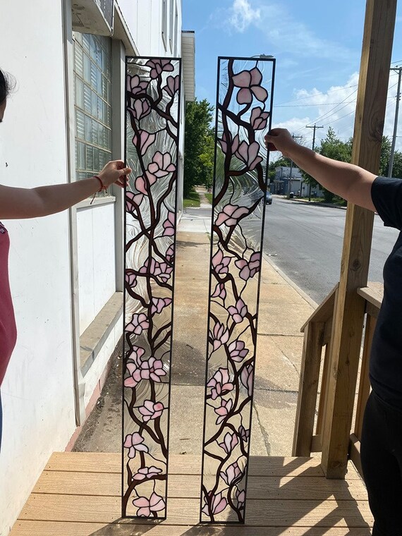 Stained Glass Sidelight S 36 Delicate Magnolias Etsy UK