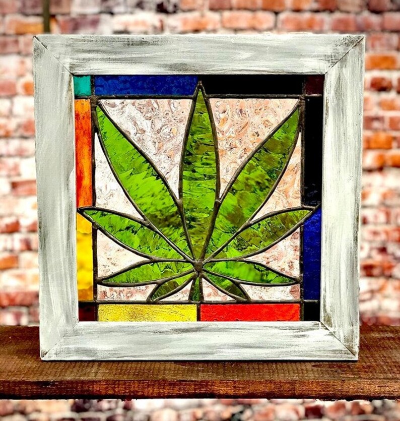 RB110 Weed Leaf Stained Glass Window Etsy
