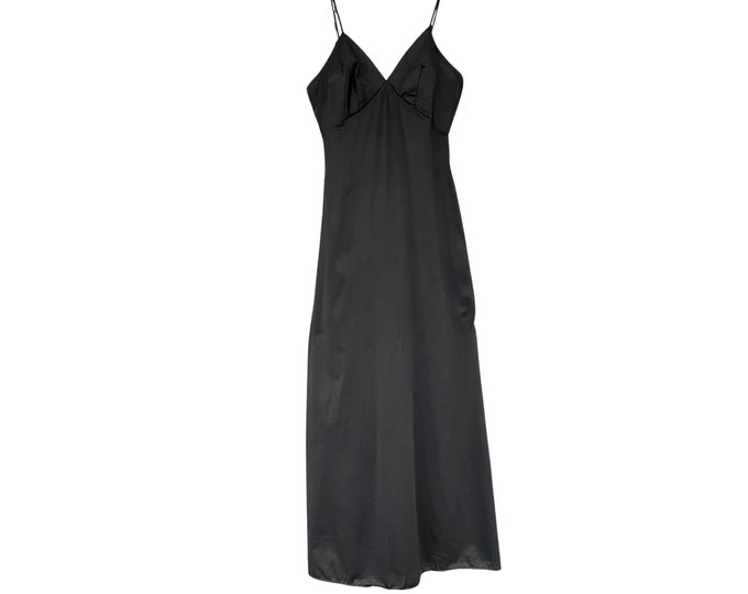 Vintage Long Glamorous Sexy Black Silky Nylon Tricot Nightgown