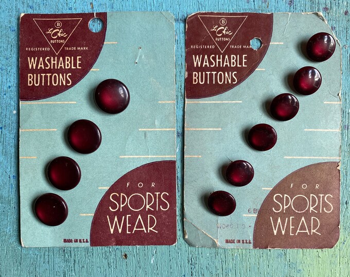 Vintage Le Chic Maroon-Red Washable Sportswear Buttons