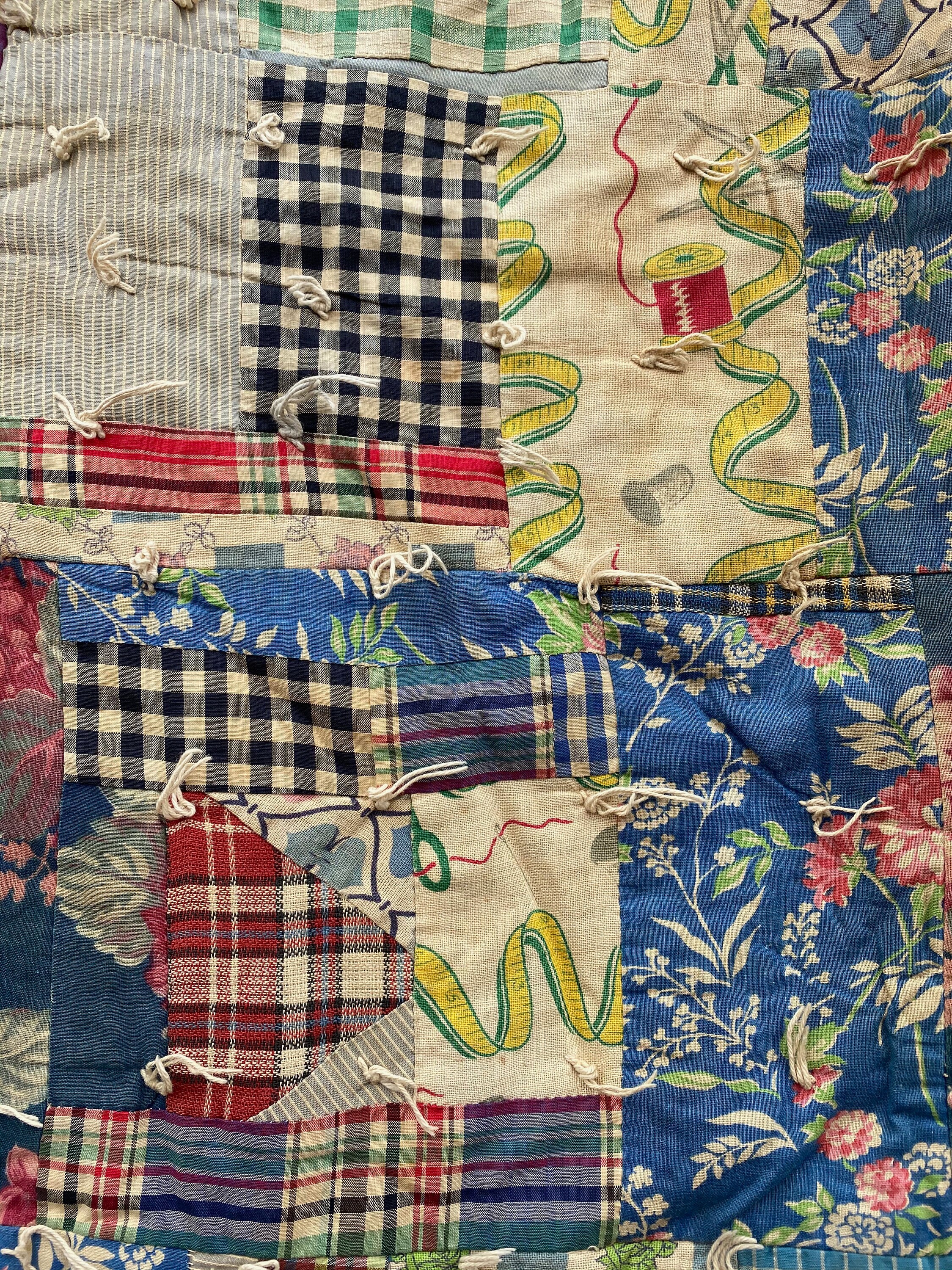 Colorful Vintage Tied Quilt 86 x 70