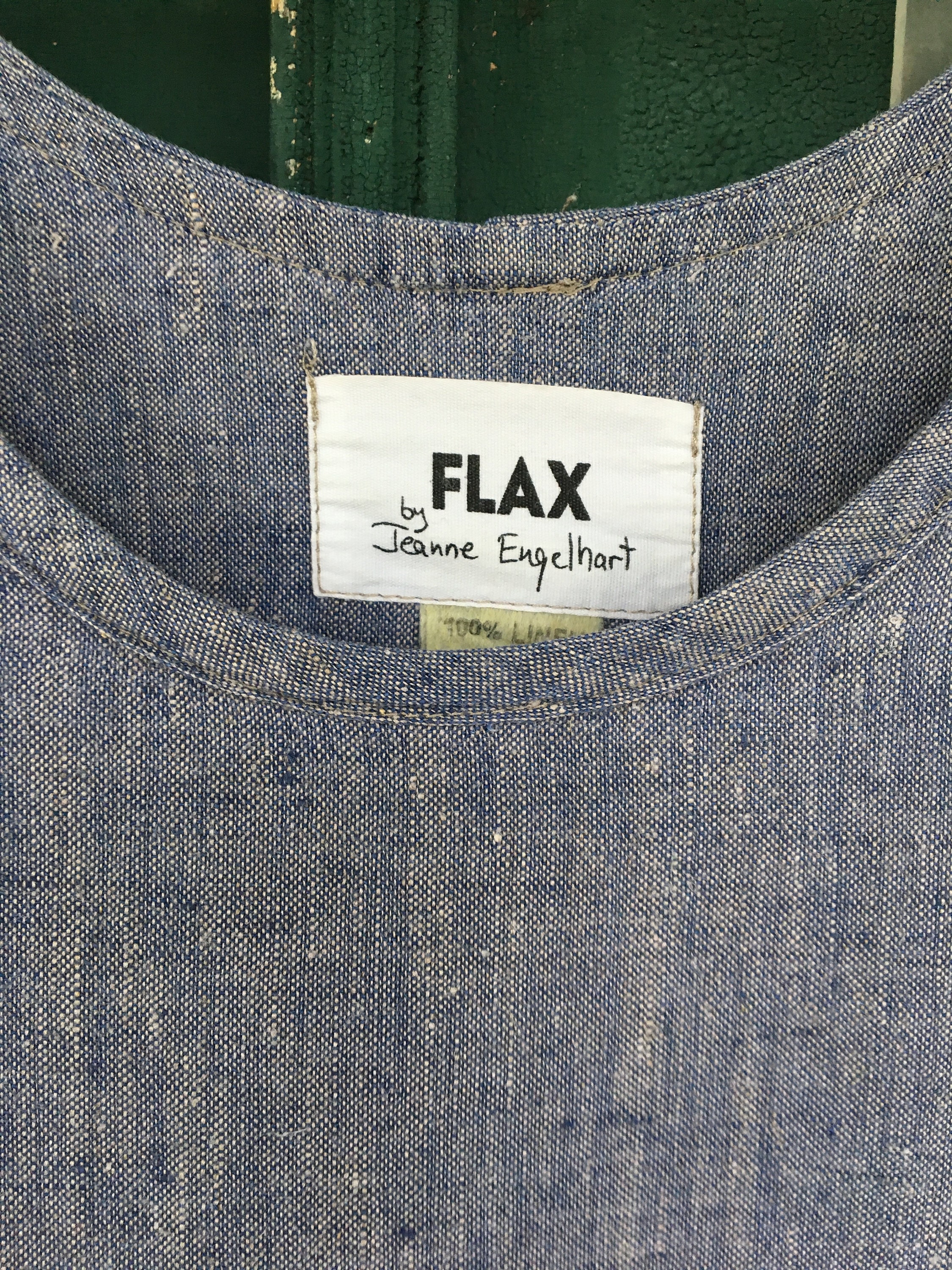 FLAX Engelhart Soleil 1997 Mighty Right Angle Dress -M- Dungaree Blue Linen