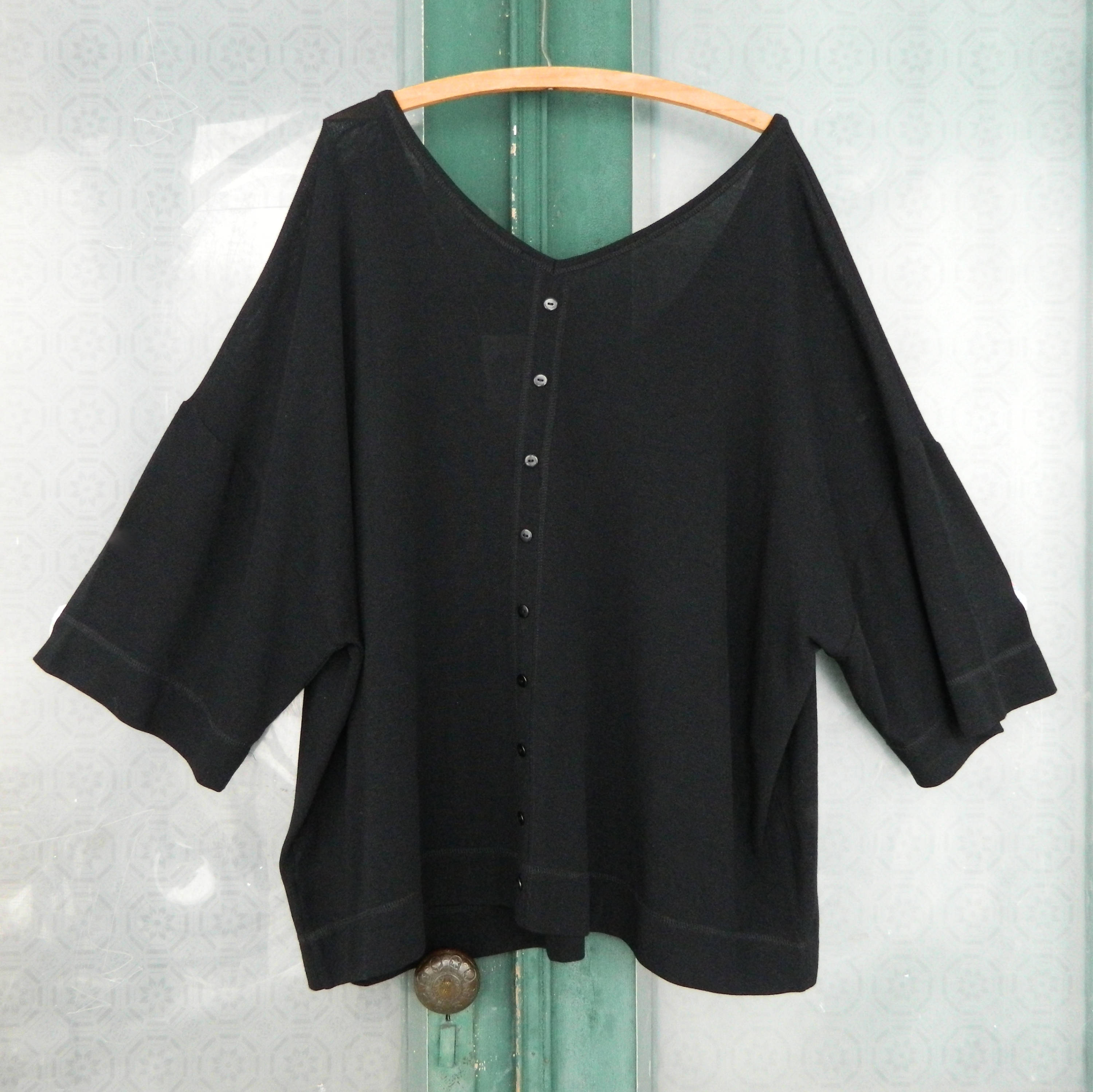 Cable & Gauge Deep V Pullover Sweater 2X Black Poly/Rayon/Spandex