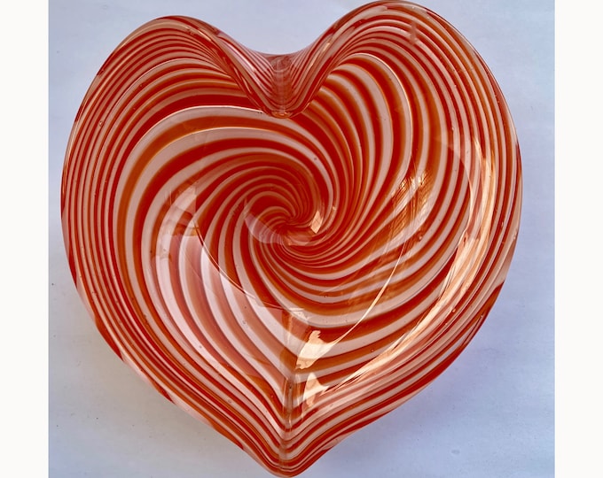 Vintage Heart Shaped Orange Swirl Dish