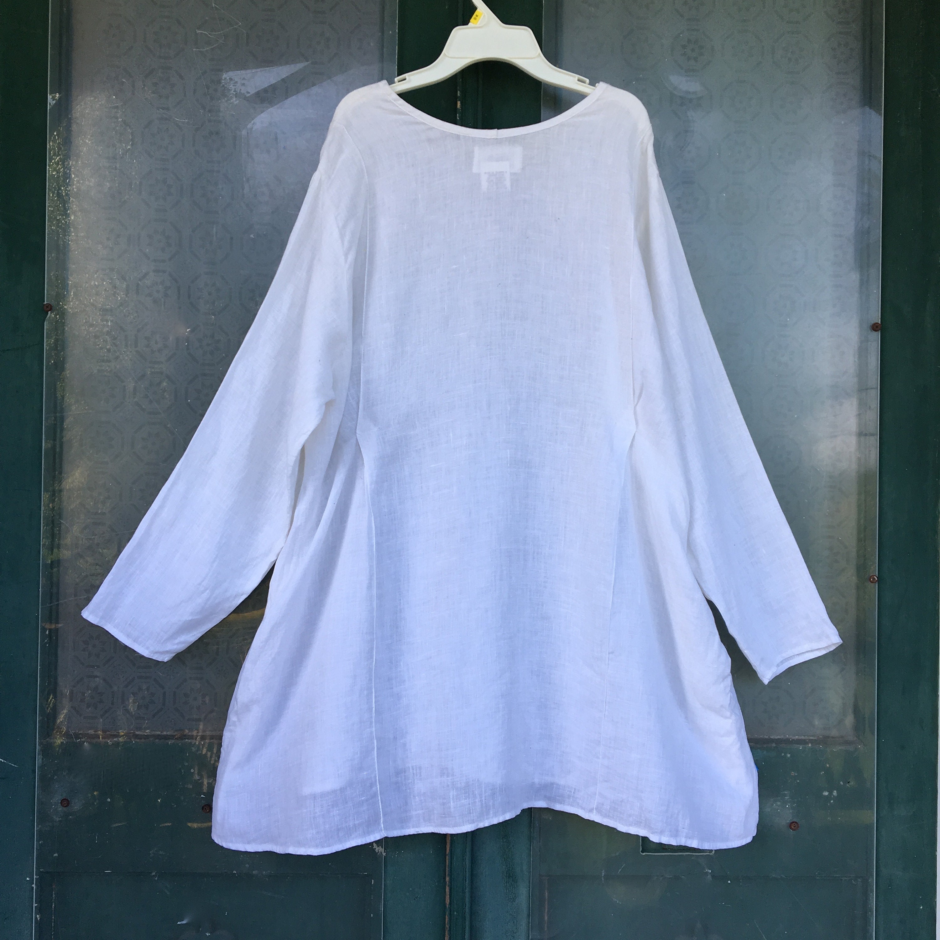 FLAX Engelhart Summer 1996 Simple Smock -M- White Hank Linen