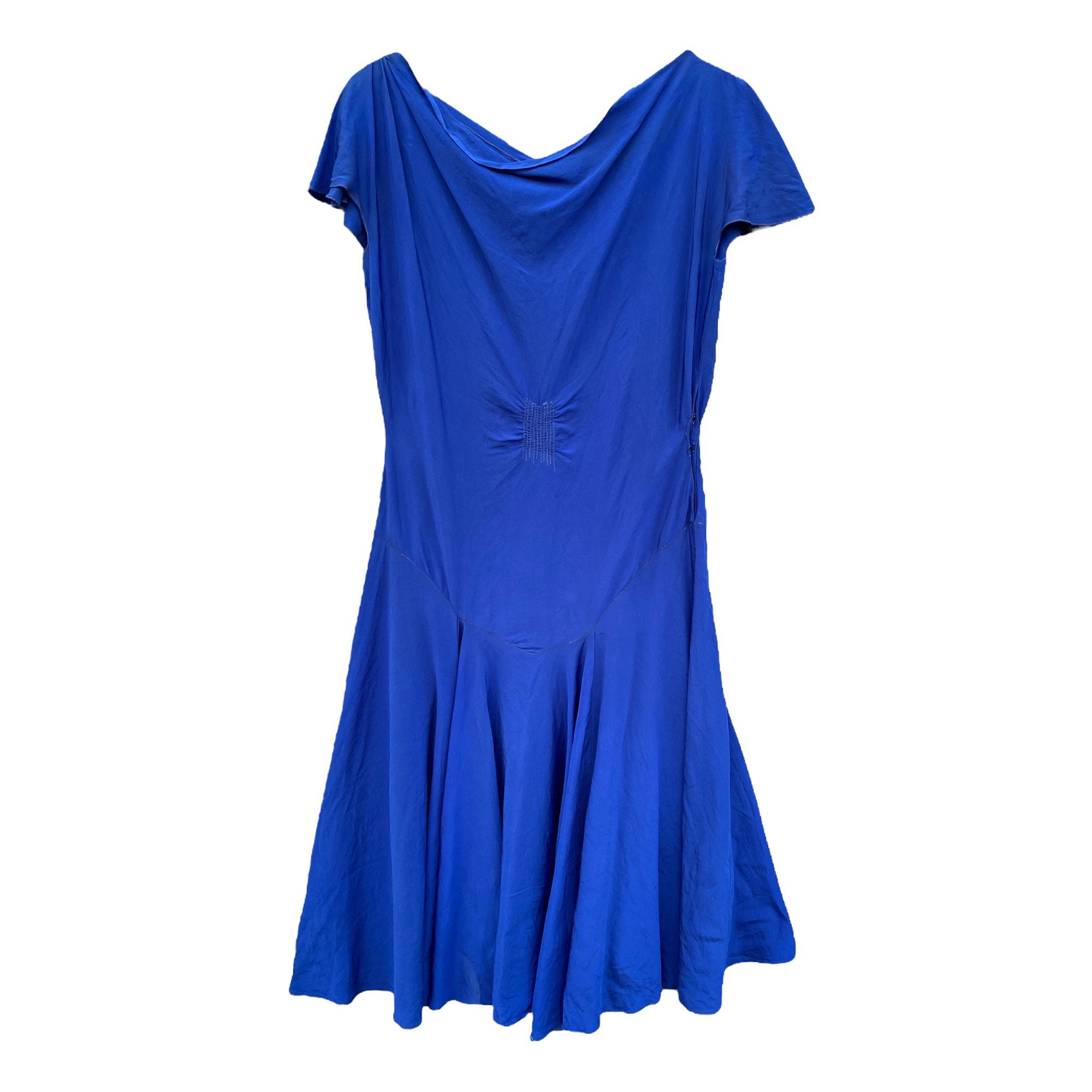 Vintage 1920s Royal Blue Silk Dress