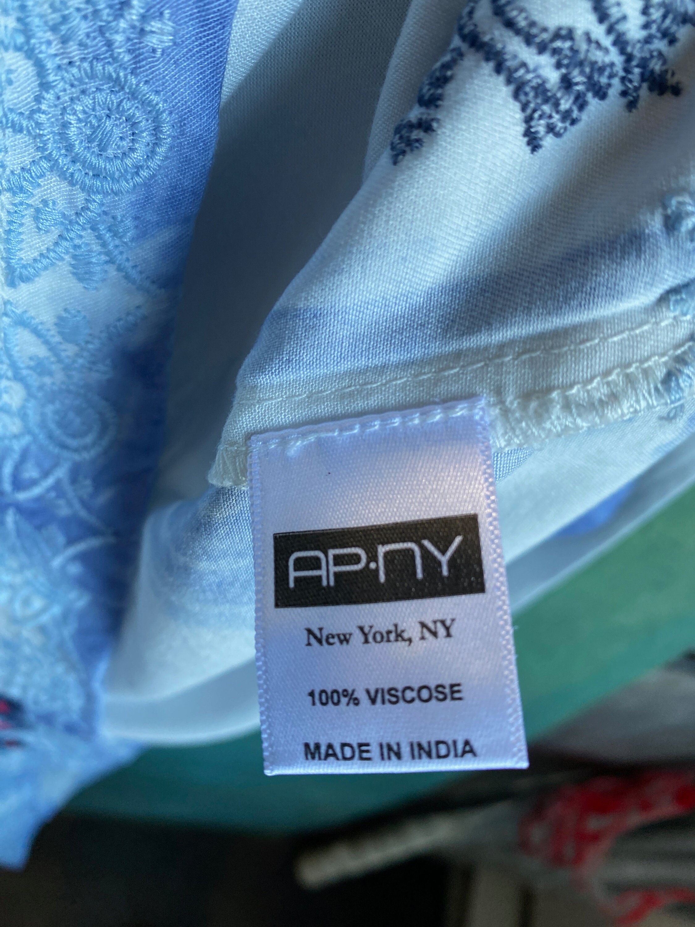 APNY Embroidered Peasant Blouse XL White Viscose NWT