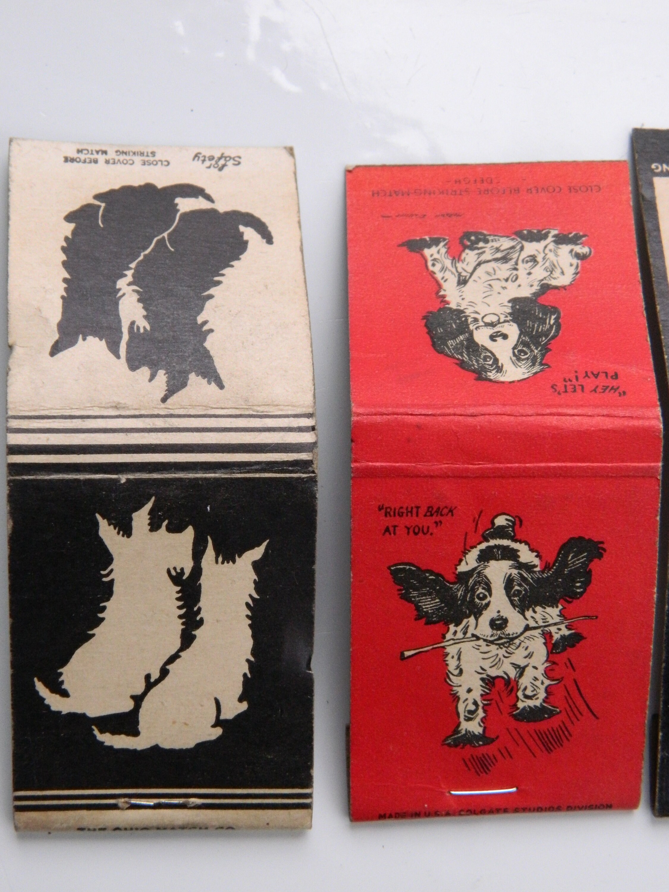 Lot of 4 Dog Vintage Matchbook Covers