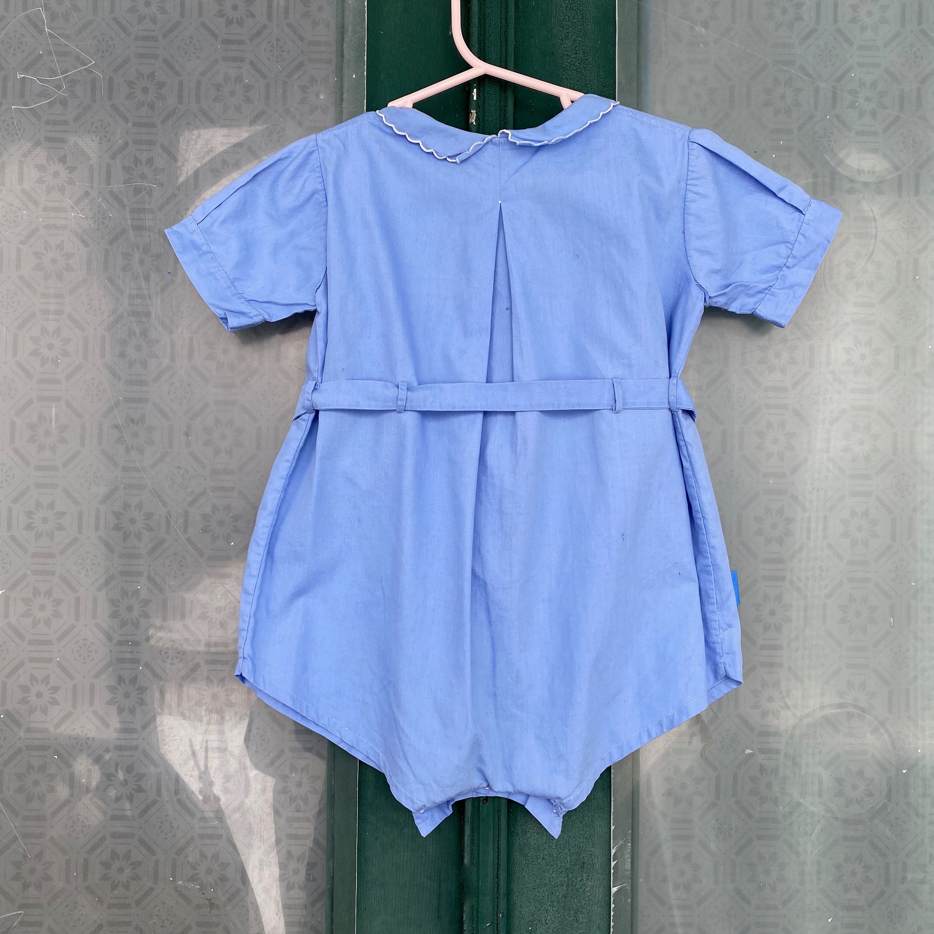 Vintage Child's Cotton Romper with Scalloped Peter Pan Collar