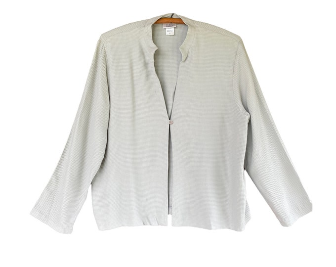 Eileen Fisher Jacket -M- Pale Gray Lightweight Waffle Weave Rayon