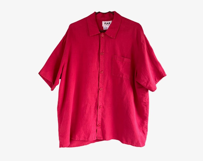 FLAX Basic 2004 Camp Shirt -M- Raspberry Hank Linen