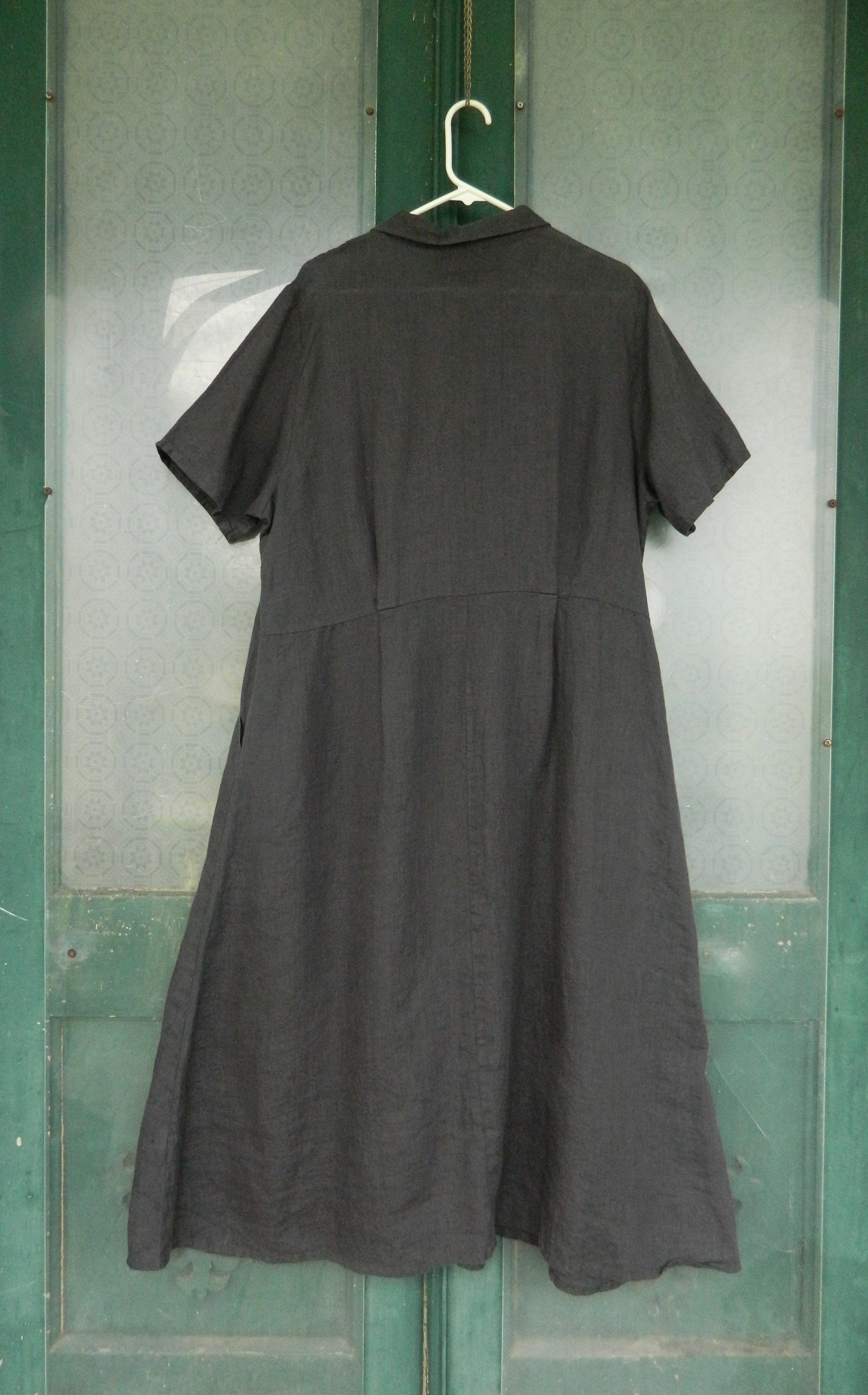 FLAX Engelheart Retro 1940s Dress -L- Dark Gray Linen