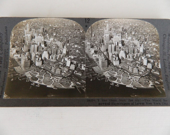 Keystone View Stereoscope Card Views of Skyscrapers in Lower Manhattan NYC