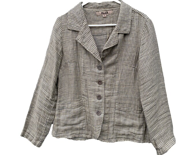 Flax Fitting Jacket -P/XS- Neutral Check Linen